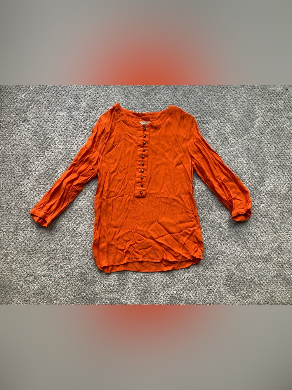 Banana Republic Orange Button-Front 3/4 Sleeve Blouse Women’s Small
